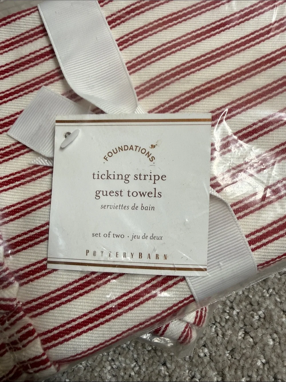 Pottery Barn Ticking Stripe Guest Towel Sets